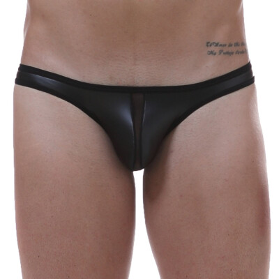 

Tailored Men Sexy Underwear Bare Buttocks Patent Leather Underpants Thong Briefs