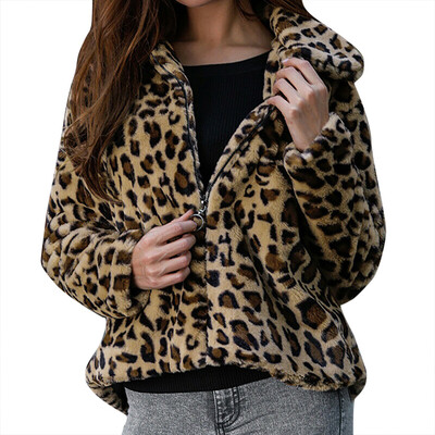 

Toponeto Fashion Women Leopard Print Long Sleeve Coats Vintage Outwear Cardigan Tops