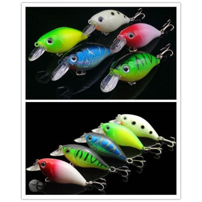 

Realistic 5 Pieces Plastic Fishing Bait Set Three hook fish bait Fishing Fan Tools