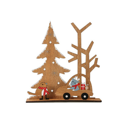 

Christmas Wooden Desktop Pendant Cute Car Shape Party Ornament Xmas Party Desktop Doll Gift for Home Christmas Party