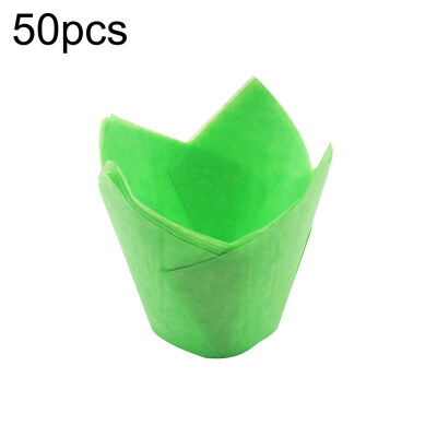 

50Pcs High Temperature Resistant Cake Paper Cup Tulip Muffin Baking Case Liners