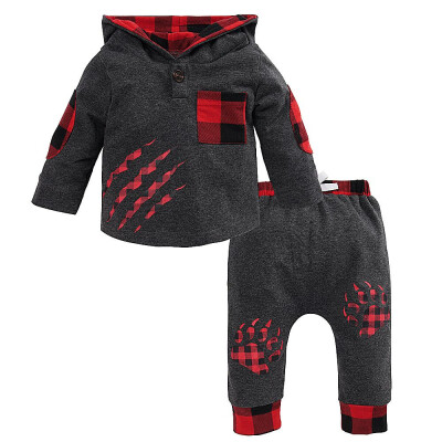 

2PCS Baby Boy Girl Warm Sweater HoodedPants Outfit Toddler Clothes Tracksuit