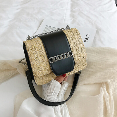 

2019 New Chain Bags Women Summer Square Rattan Bag Lady Handmade Woven Beach CrossBody Bag Bohemia Handbag Travel Vocation