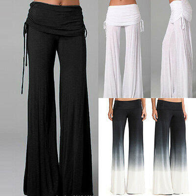 

Hot Women Casual Stretch Pants Wide Leg Long Bohemian Loose Palazzo Trousers XM