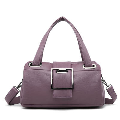 

Women Simple Solid Color Handbags PU Leather Messenger Shoulder Bag Totes