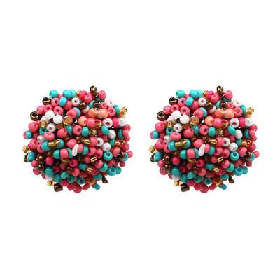 

AOTEMAN 2019 New Summer Cute Lovely Good Quality Beads Girl Earring Statement Fashion 6 Colors Stud Earrings For Women
