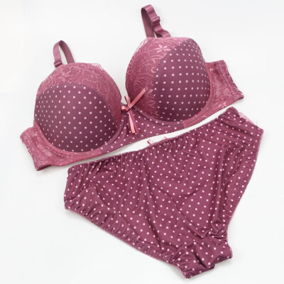 

Toponeto Fashion New Women Bra Cup Bra Lace Dot Print Bra Suit Sexy Underwear Suit