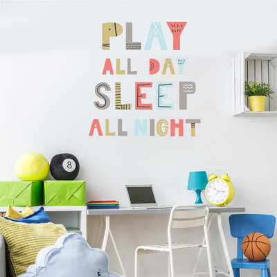 

〖Follure〗Play All Day Sleep Removable Art Vinyl Mural Home Room Decor Wall Stickers