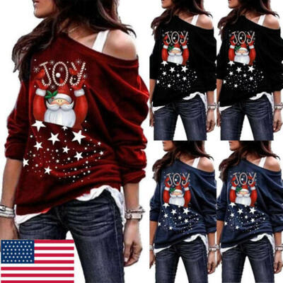 

Christmas Xmas Santa Sweater Pullover Hoodie Jumper Sweatshirt Blouse Top Womens