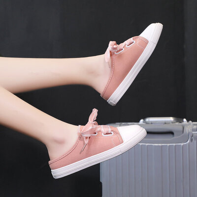 

Slippers in summer fashion wear thick-soled lazy heelless canvas shoes wrapped-up half-slippers small white shoes