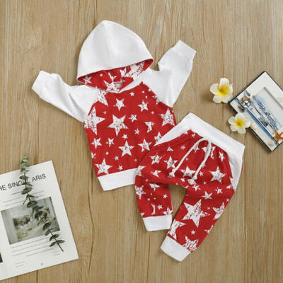 

Toddler Baby Boy Girl Clothes Stars Hooded Tops Coat Pants Sweatshirt Outfits US