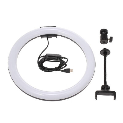 

TUOPODA 12" Selfie LED Ring Light 3200-5600K Dimmable for Youtube Video Live Photography with Phone Holder USB Plug