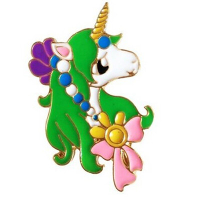 

2pcs Cartoon Unicorn Cute Metal Brooches Pins Badge Charming Horse Sweater Jewelry for Women Gift