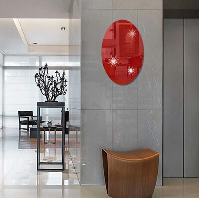 

〖Follure〗Mirror Wall Sticker Oval Self Adhesive Room Decor Stick On Art Decor BK