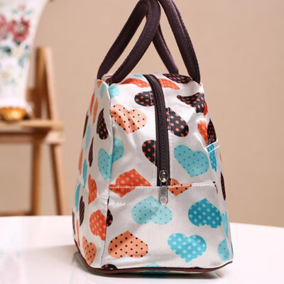 

Portable Picnic Food Storage Bag Tote Zipper Organizer Love Heart Lunch Pouch