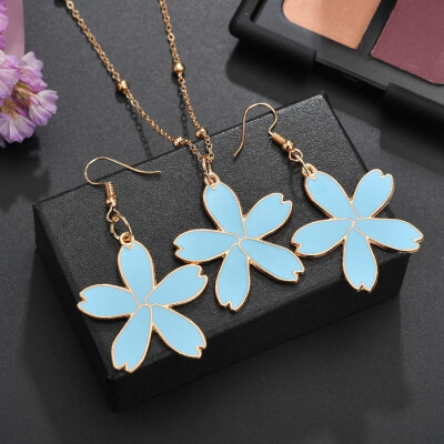 

Petal Earrings Necklace Set New Womens Sweet Beauty Jewelry Creative Design New Cute Multi-color Flower Wedding Party Gift