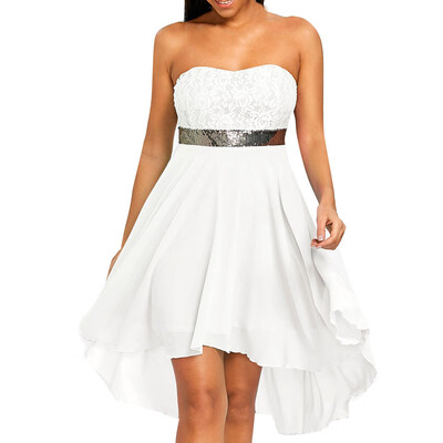 

〖Follure〗Women Party Full Dress Off Shoulder Empire Waist Chiffon Bandeau Irregular Dress