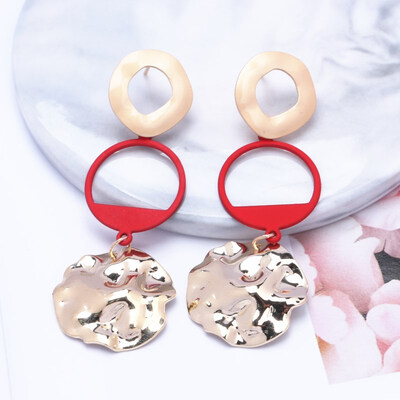 

EK445 Japan&South Korea Multi-layer Big Round Drop Earrings for Women Fashion Wild Earrings Unique Handmade Earrings Punk