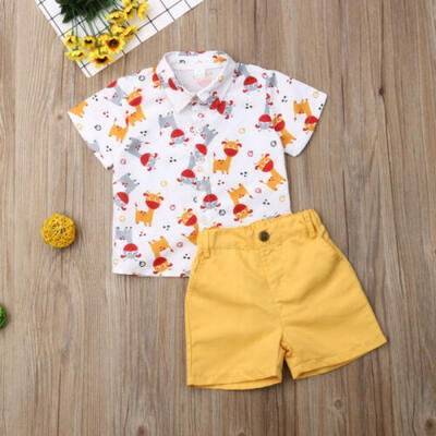 

US 2PCS Toddler Kids Baby Boy Christmas Clothes Santa Tops T-ShirtPants Outfits