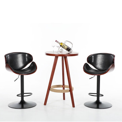 

Gobestart Set Of 2 Leather Adjustable Bar Stools Counter Height Swivel Stool