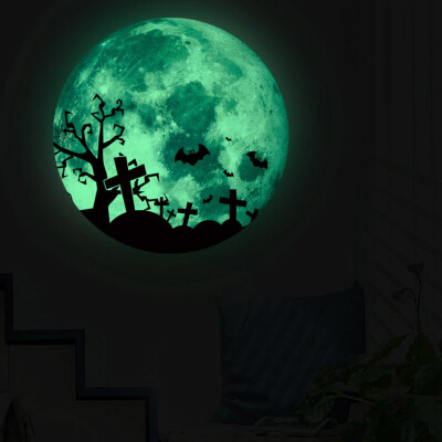 

〖Follure〗Creative Luminous Moon-shadow Wall Sticker Halloween Decoration Sticker Bat