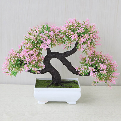 

New Bonsai Tree In Square Pot Artificial Plant Decoration Not Faded No Watering Potted For Office Home