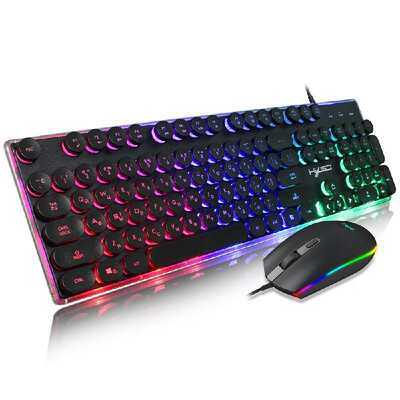 

HXSJ V300 USB Wired Gaming Keyboard Backlight Steampunk Keys Wired Gaming Mouse Anti-Slip 1600DPI with Backlight Keyboard&Mo