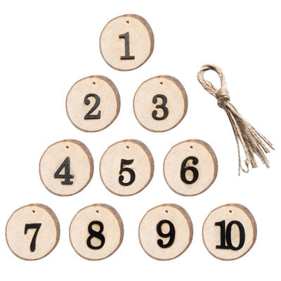 

10pcs Retro 1-10 Wood Table Numbers Tag Wedding Hanging Seats Numberic Sign