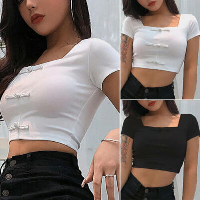 

Women Summer Casual Tank Top Blouse Ladies Slim Crop Top Short Sleeve T-Shirt