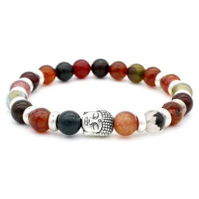 

Buddha Head Stone Mens Beaded Jewelry Lava Stone Beads Bracelets Party Gift Stretch Yoga Jewelry