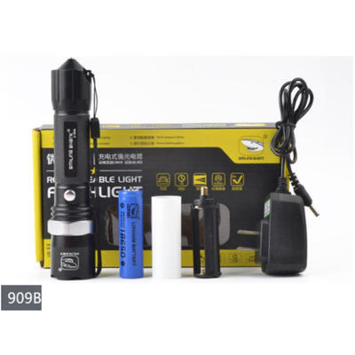 

909B 280LM LED Flashlight 5500mAh 18650 Battery IPx6 Waterproof 3 Modes Adjustable Focus Long Distance Bright Light
