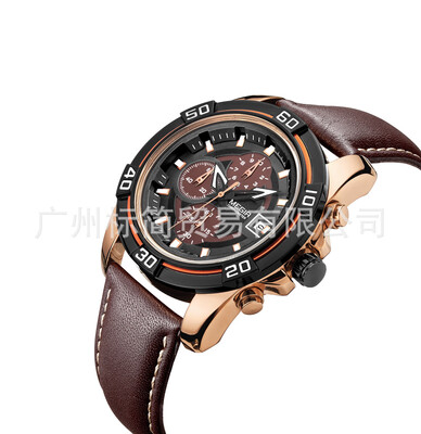 

Meigel watch with calendar timing mens leather watch business casual quartz watch