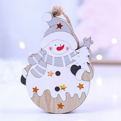 

Gobestart Christmas Decor Wooden Ornament LED Light Santa Claus Cart Luminous Lamp