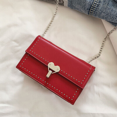 

Tailored Womens Fashion Rivet Small Square Bag Solid Color Diagonal Bag Shoulder Bag