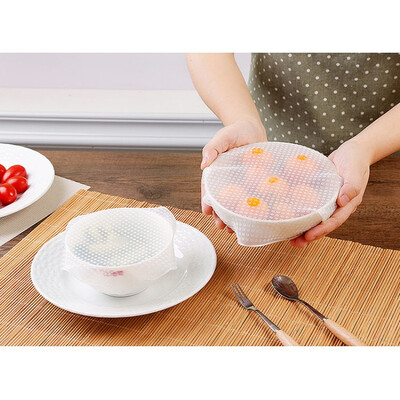 

4pcs Silicone Food Wraps Food Fresh Keeping Saran Wrap Kitchen Tools Reusable Seal Cover