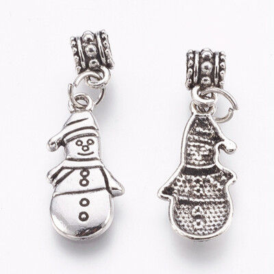 

Tibetan Style Alloy European Dangle Beads Large Hole Pendants Snowman Antique Silver 39mm Hole 5mm Pendant 26x12x2mm