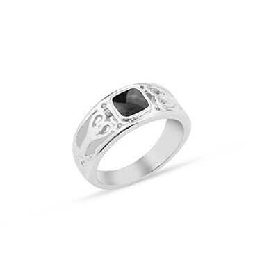 

High Quality Antique Drop oil Alloy Men Ring Chritams New Ring Black Square Enamel Rings Fine Jewelry Simple Personality
