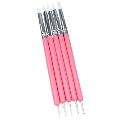 

Toponeto 5 Pcs Pencil Head Nail Art Brush Nail Silicone Brushes With Wooden Handle Strap