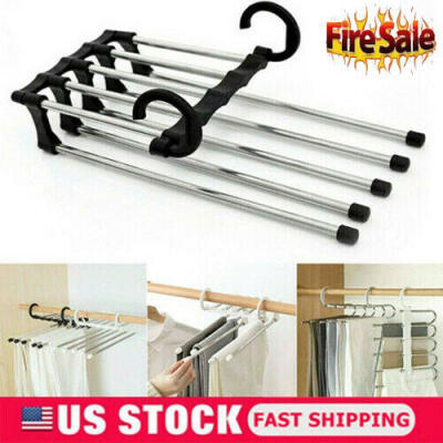 

Multi-functional Pants rack shelves 5 in1 Stainless Steel Wardrobe Magic Hanger