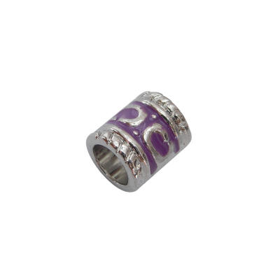 

Alloy European Beads with Enamel Tube Platinum Color DarkOrchid about 7mm wide 85mm long hole 5mm