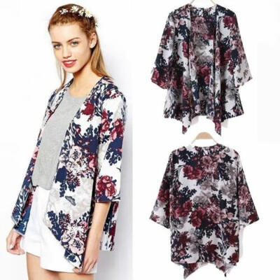 

Vintage Floral Loose Kimono Boho Chiffon Cardigan Coat Jacket Top Blouse 6-12