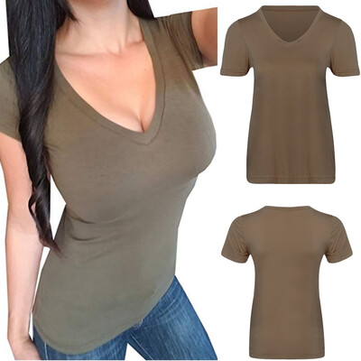

Starmoon Women Fashion Sexy Short Sleeve O-Neck Pure Color Blouse Casual T-Shirt Tops