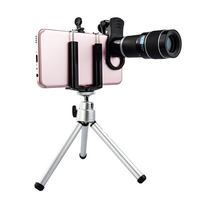 

Camera Lens 18x Metal Telephoto Lens 62°Wide Angle Clip-On Lenses with Universal Tripod Clip Patch for iphone X 8 7 6s 6 plus Sam