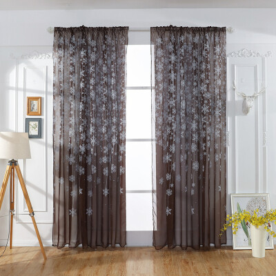 

Gobestart 1PCS Christmas Snowflake Curtain Tulle Window Treatment Voile Drape Valance