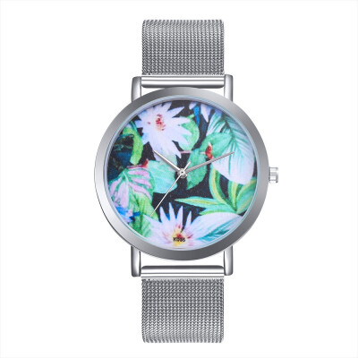 

〖Follure〗Woman Fashion Plant Pattern Alloy Steel Strap Analog Quartz Round Watch