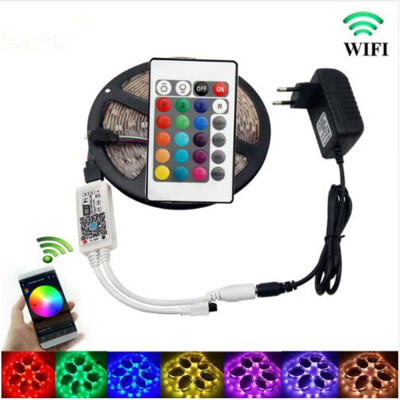 

KWB WiFi Controller 5050 RGB LED Strip Light 60LEDm Neon Lamp Decor Tape Diode Ribbon DC 12V Adapter