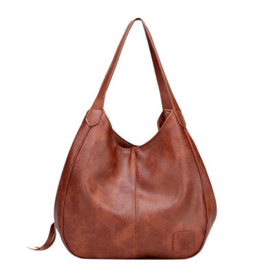 

Vintage Solid Color Shoulder Handbags Women Casual Leather Top-handle Bags