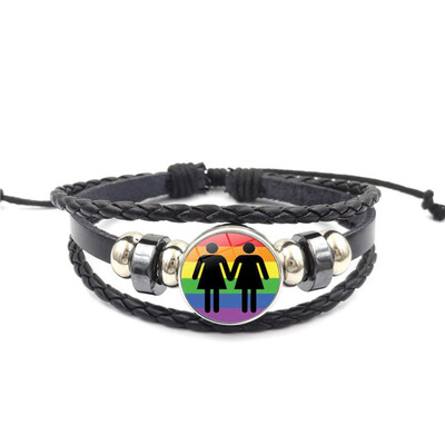 

Rainbow Pride Braided Wristbands Leather Bangle Pride Bracelet for Men Women