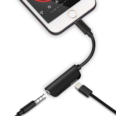 

Adapters For iPhone X 7 8 Plus For Lightning to 35mm Earphones Jack OTG cable 2 in 1 Adaptor AUX Audio Charger Splitter iOS 11