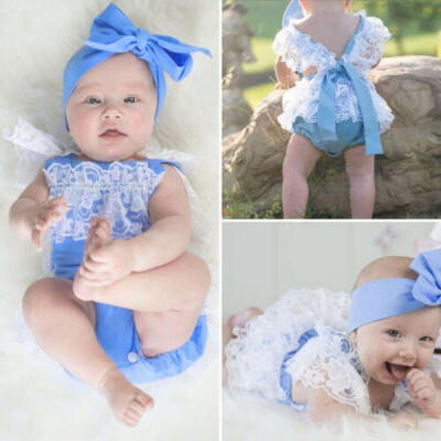 

US Cute Newborn Baby Girl Lace Ruffle Romper Bodysuit Jumpsuit Outfits Sunsuit